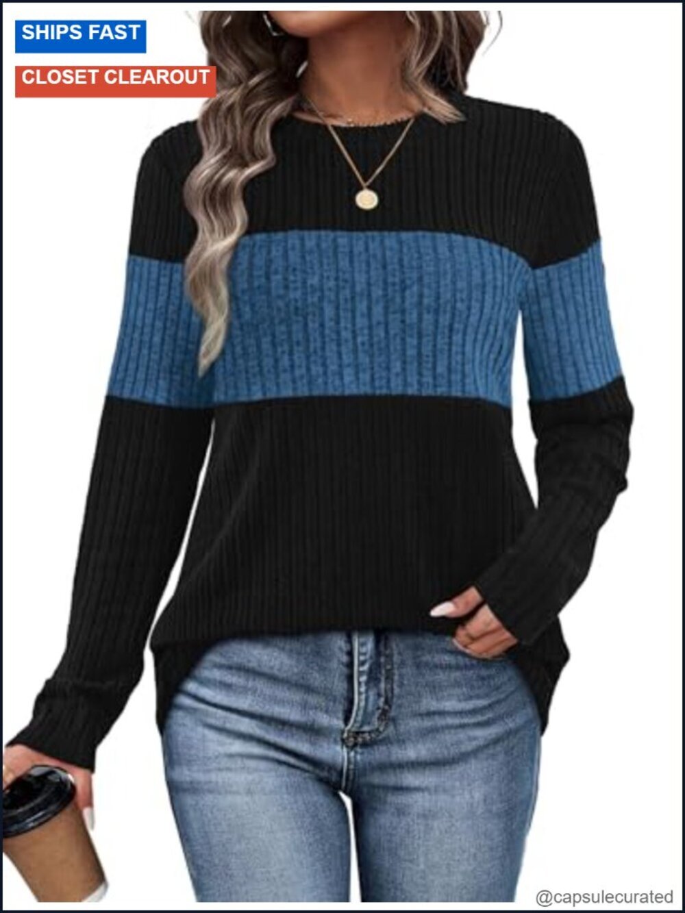 Trendy Color Block Long Sleeve Tunic Top Lightweight